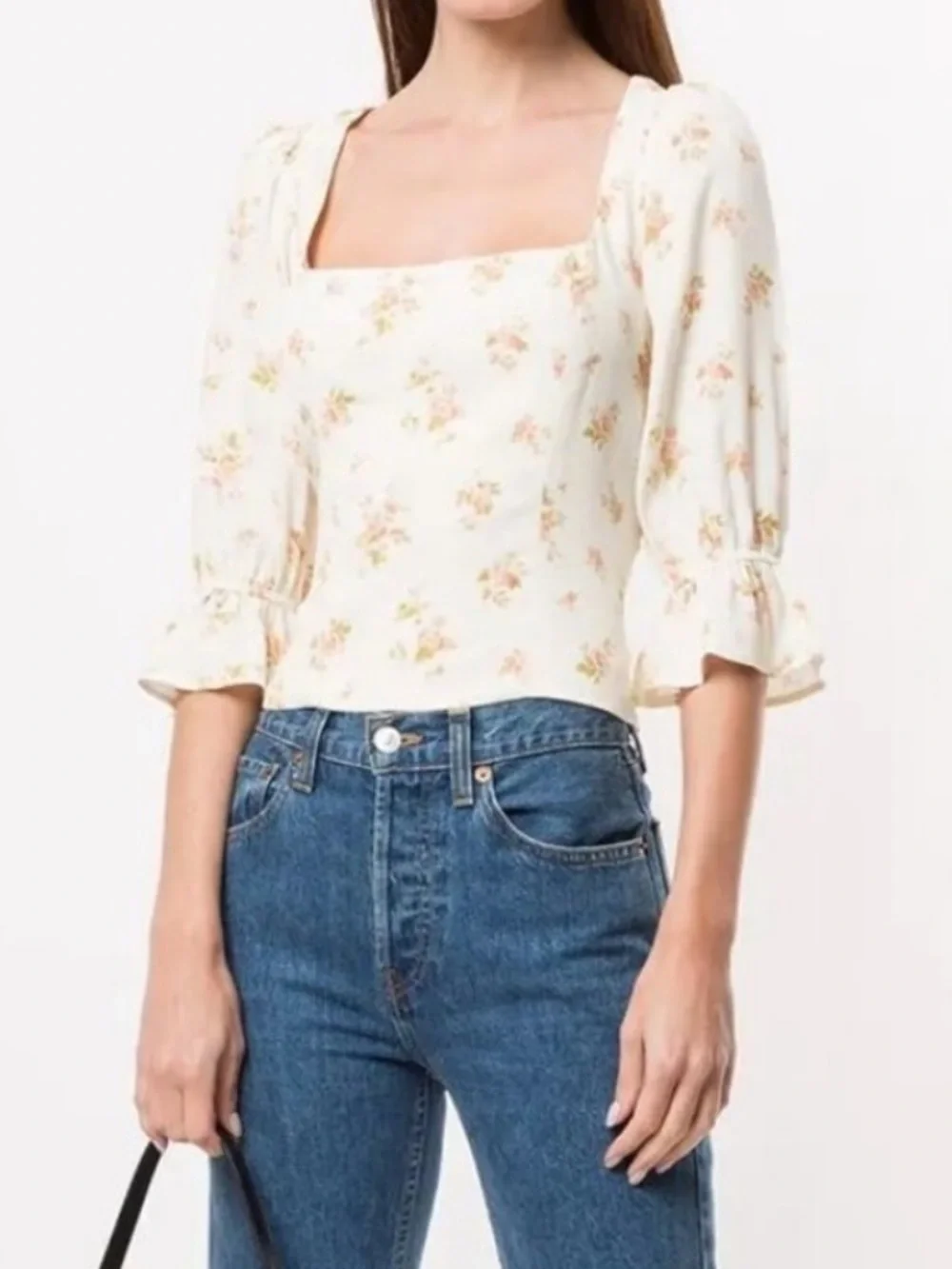 Reformation Ana Ruffled Floral Blouse in Mildred size 6 $148